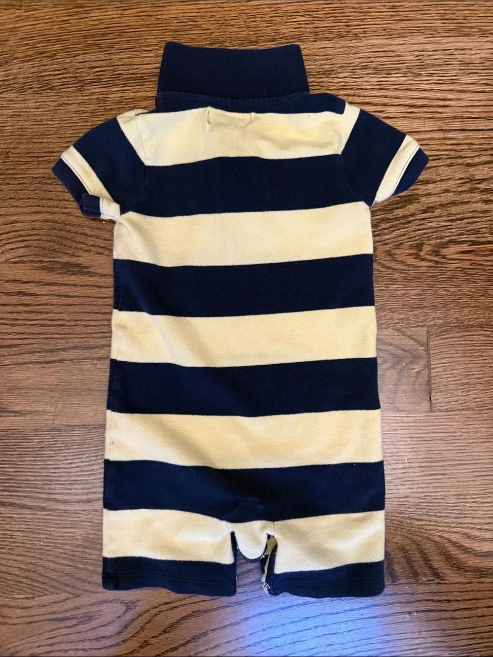 Ralph Lauren Navy & Yellow Striped Polo Romper